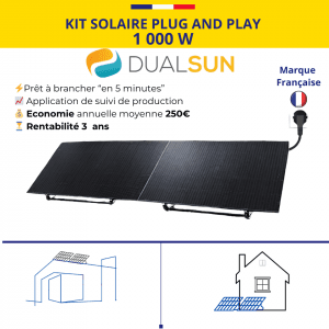 Kit deux panneaux Dual Sun 1000 W plug and play