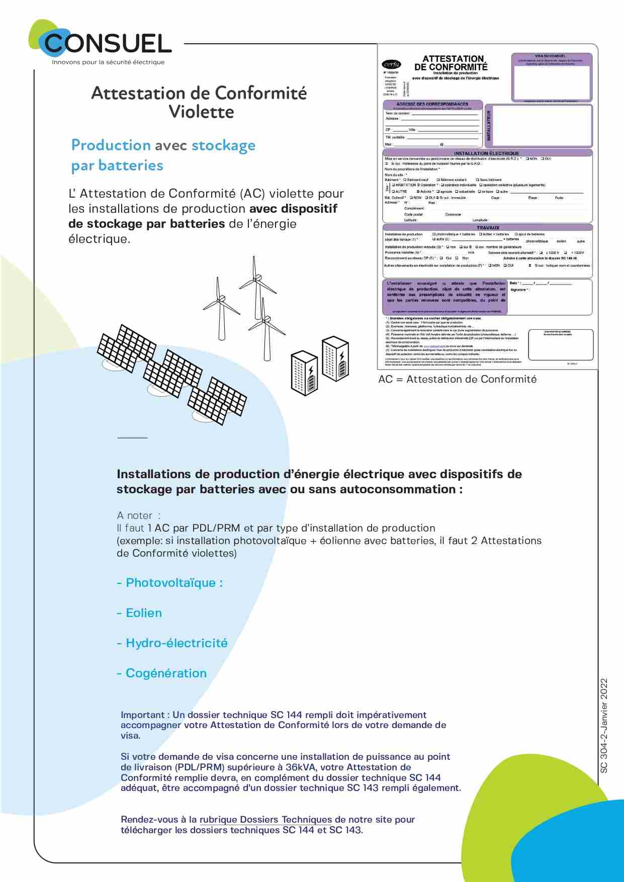 Batterie pour panneau solaire - Consuel - violette